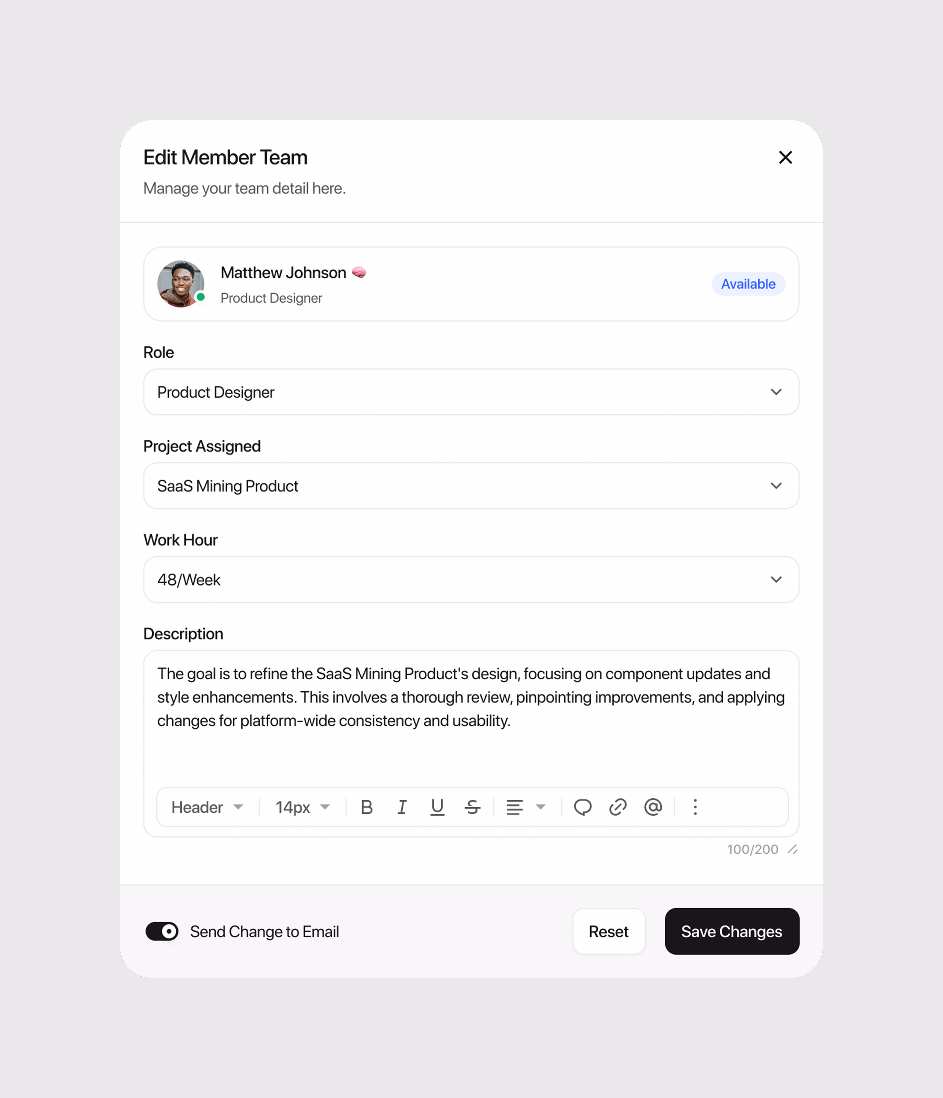 Edit Member Team - Insan - UX/Product Designer
