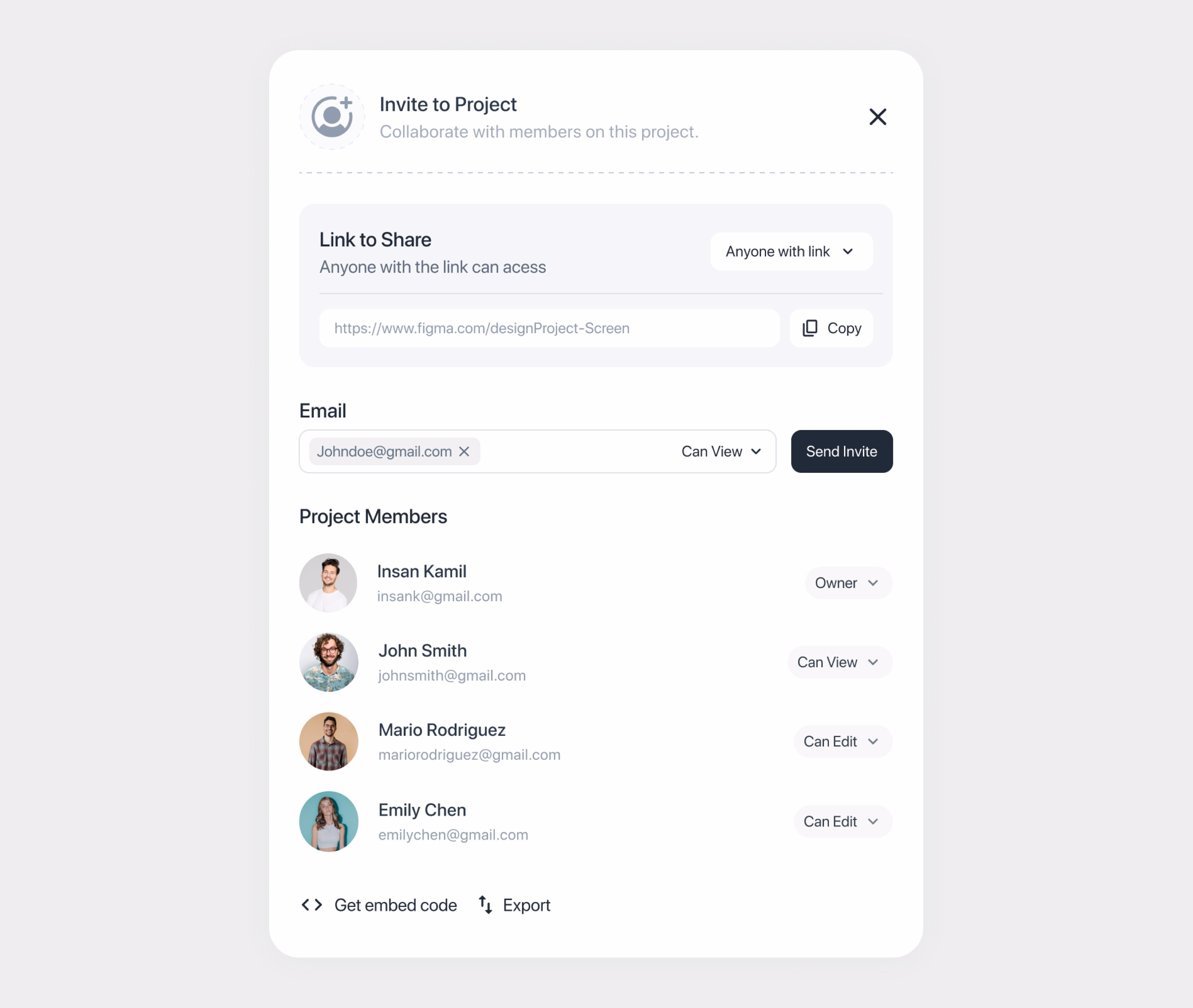 Invite to Project - Insan - UX/Product Designer