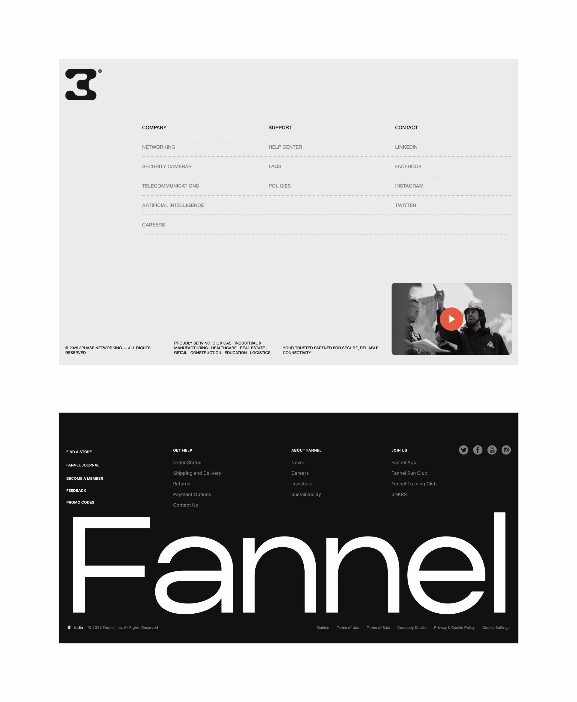I love white space and minimalism Here are the footer designs - Sai Satvik