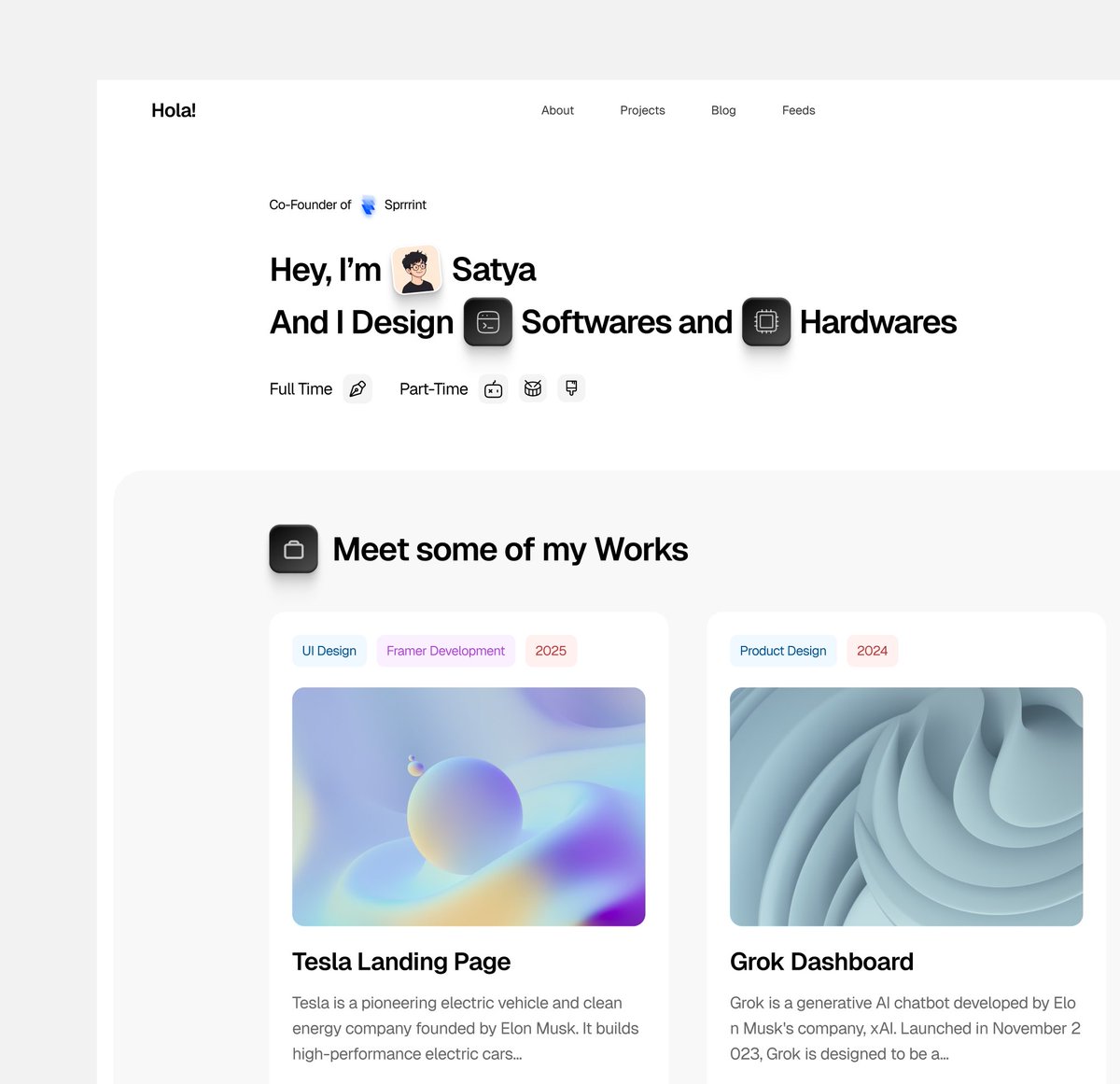 Portfolio concept made for client, didn’t work out, Feel free to st... - Satya