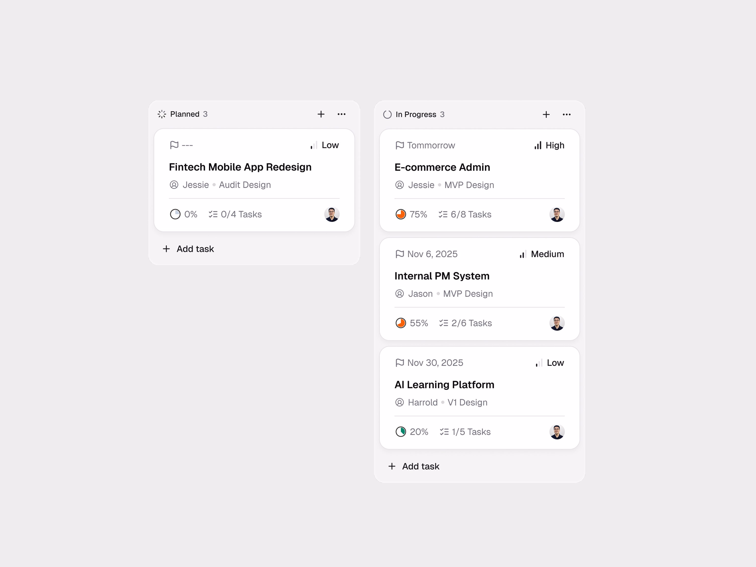Project card components - Jason Duong