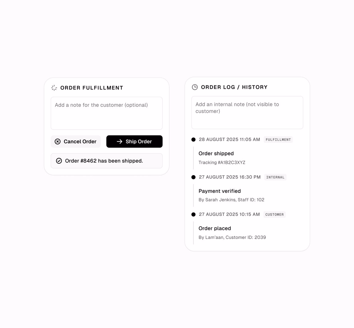 UI Day 24 - Order fulfillment & history Grayscale components - Lam’aan