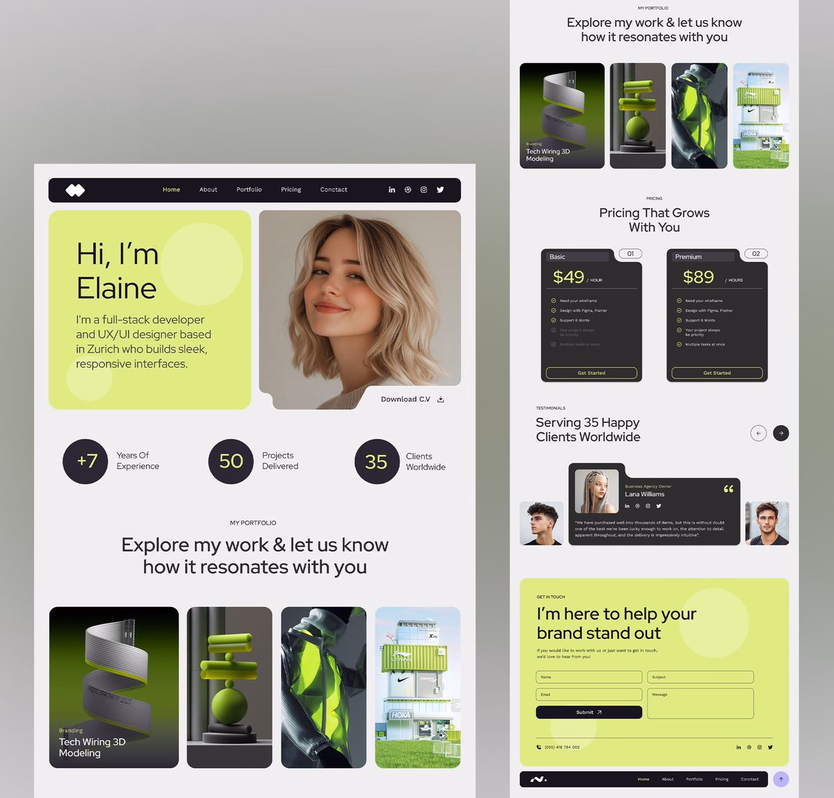 Portfolio landing page design - Amin