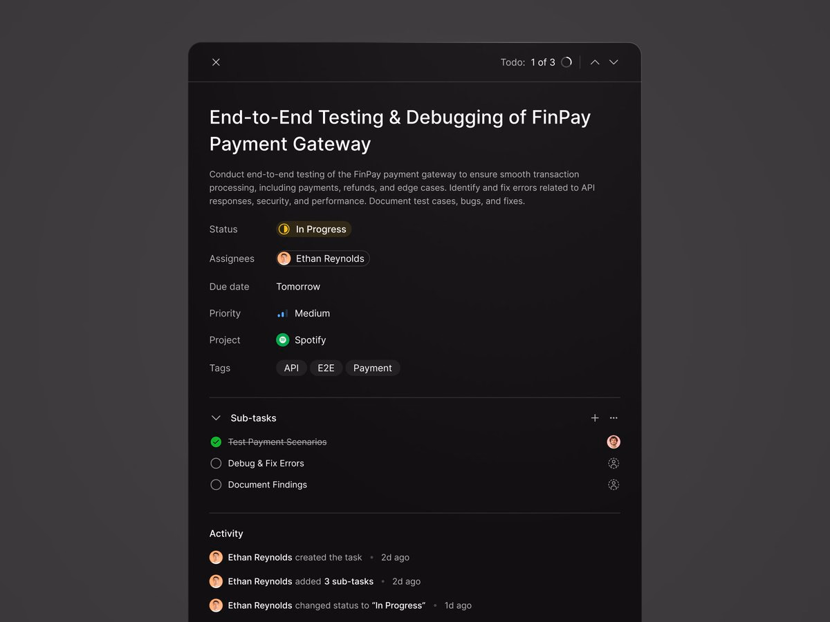 Task details view / dark mode - Maxim Kuznetsov