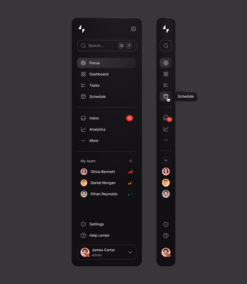 Sidebar navigation (dark mode) - Maxim Kuznetsov