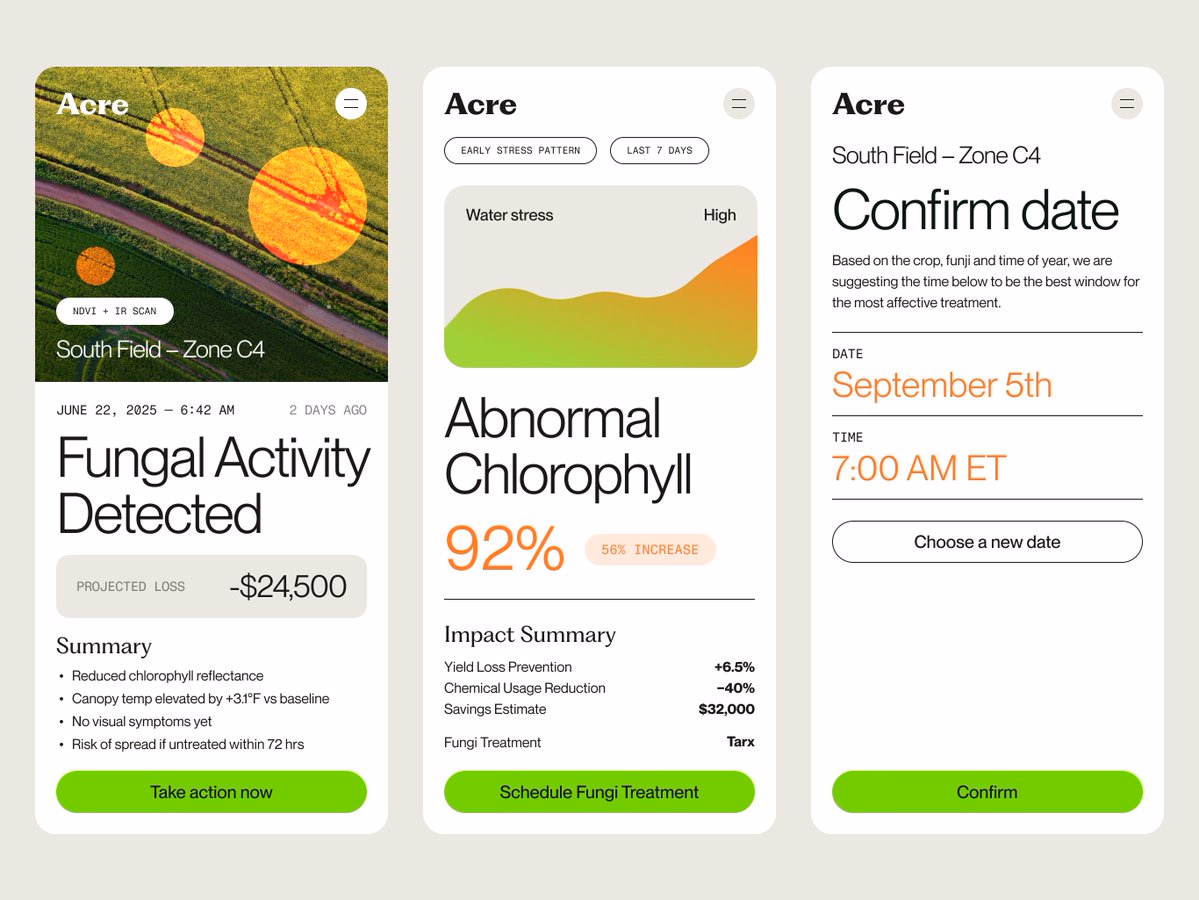Recent product design work for an AI agricultural app - Kyle Anthony Miller
