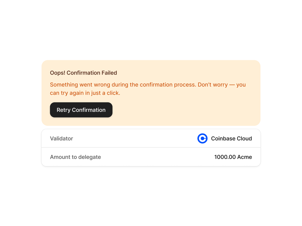 Confirmation Failed – Retry - Kevin