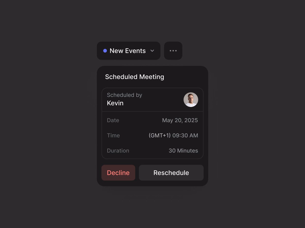 New Event Dropdown - Kevin
