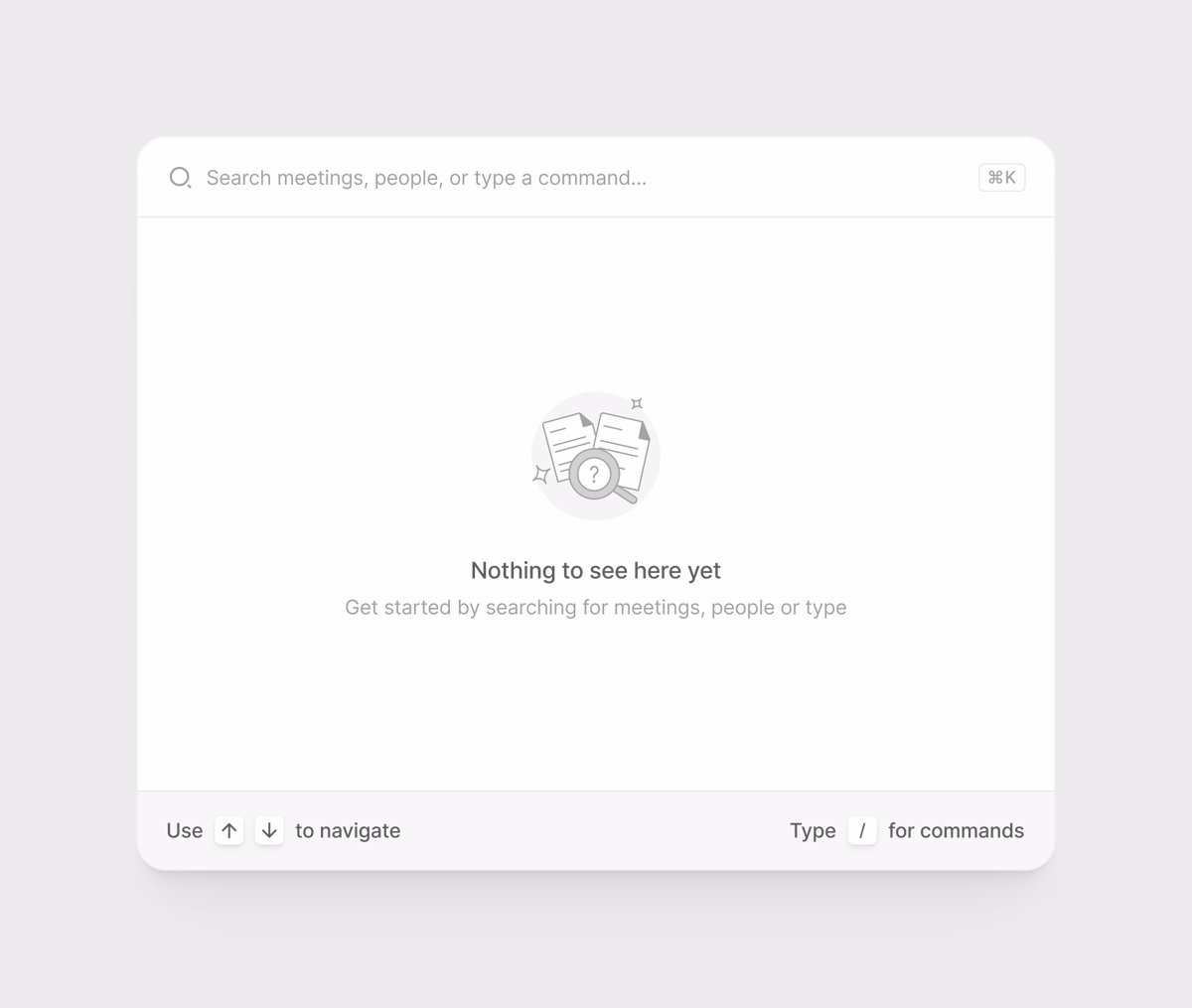 B040 — CMD+K empty state block with dark mode w / @alignui - Erşad