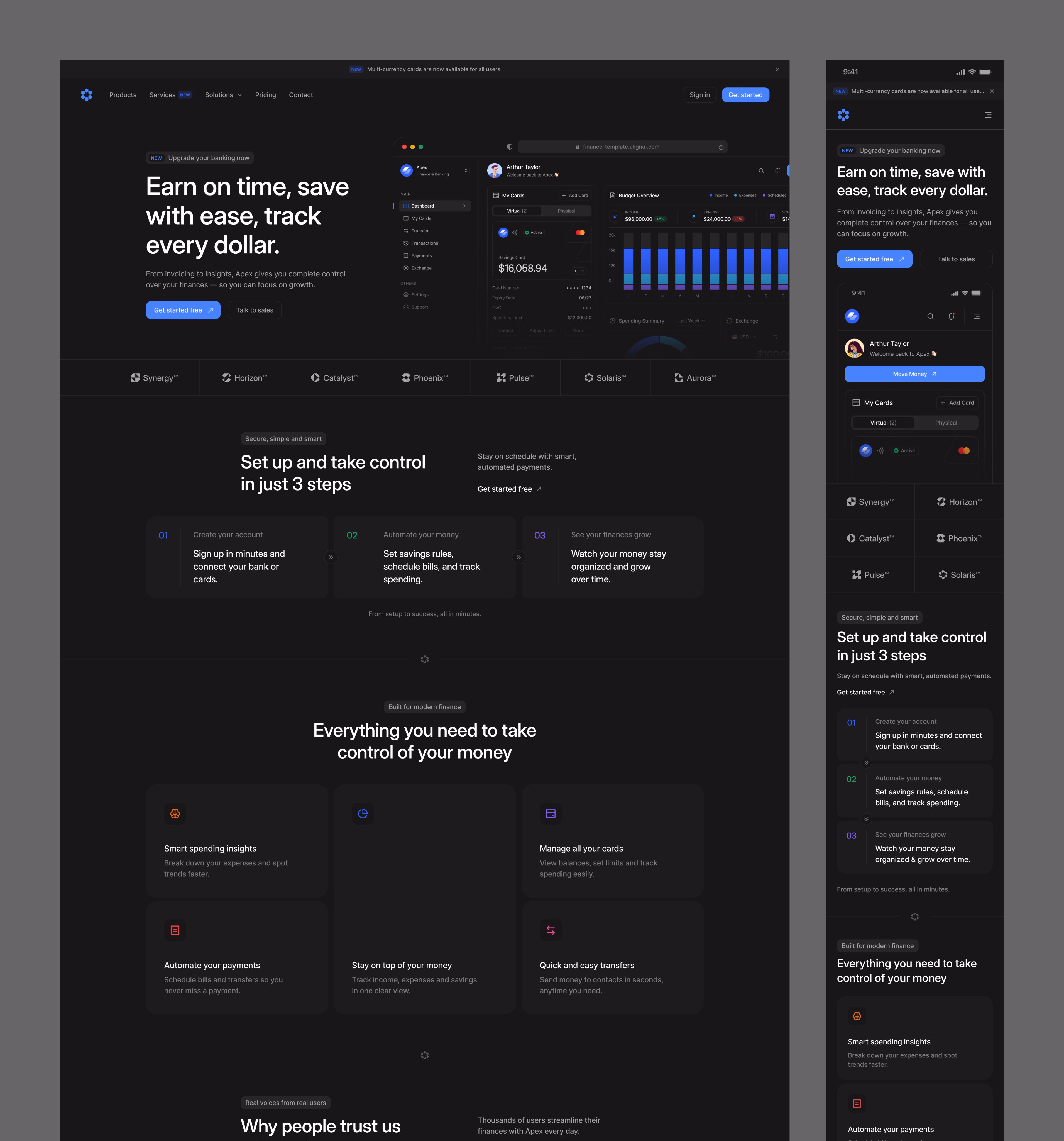 Landing page examples w / @alignui - Erşad