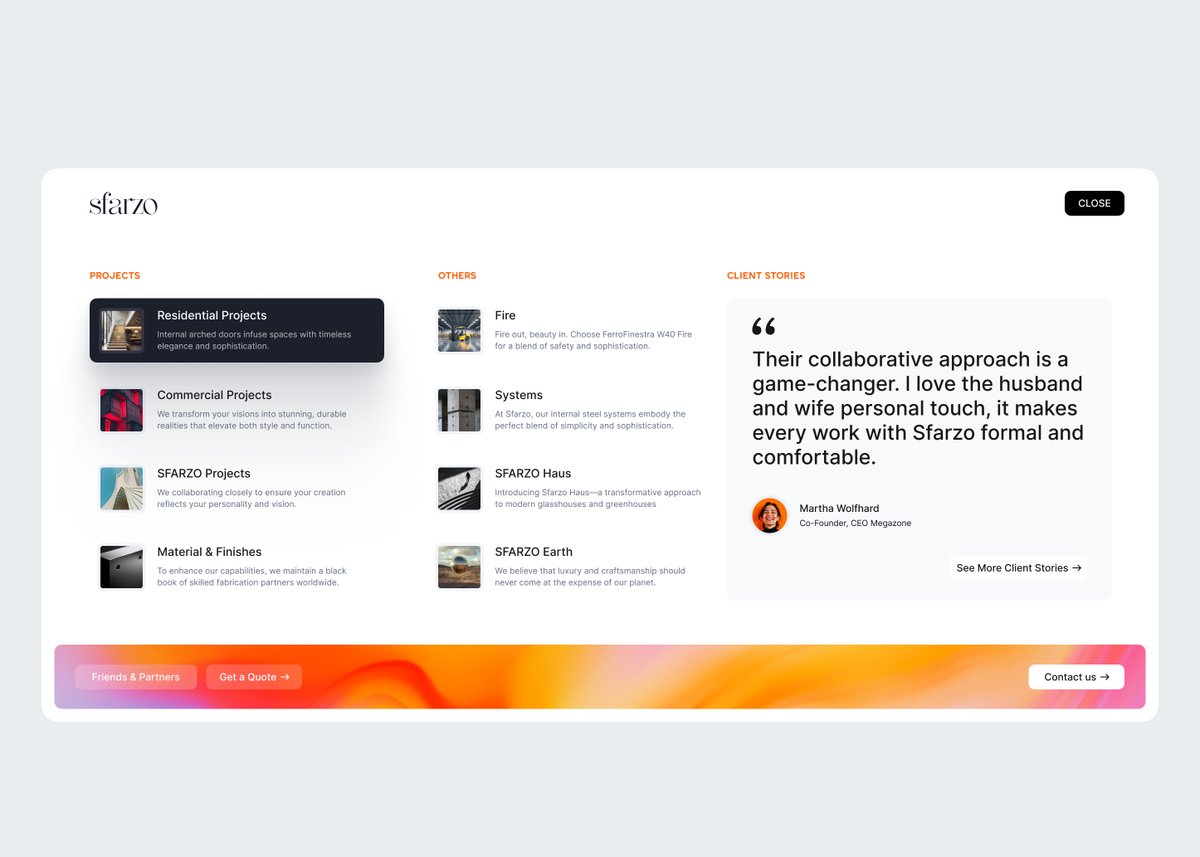 Mega Menu design for Sfarzo Framer Project, how does it look? Any t... - Basit A. Khan