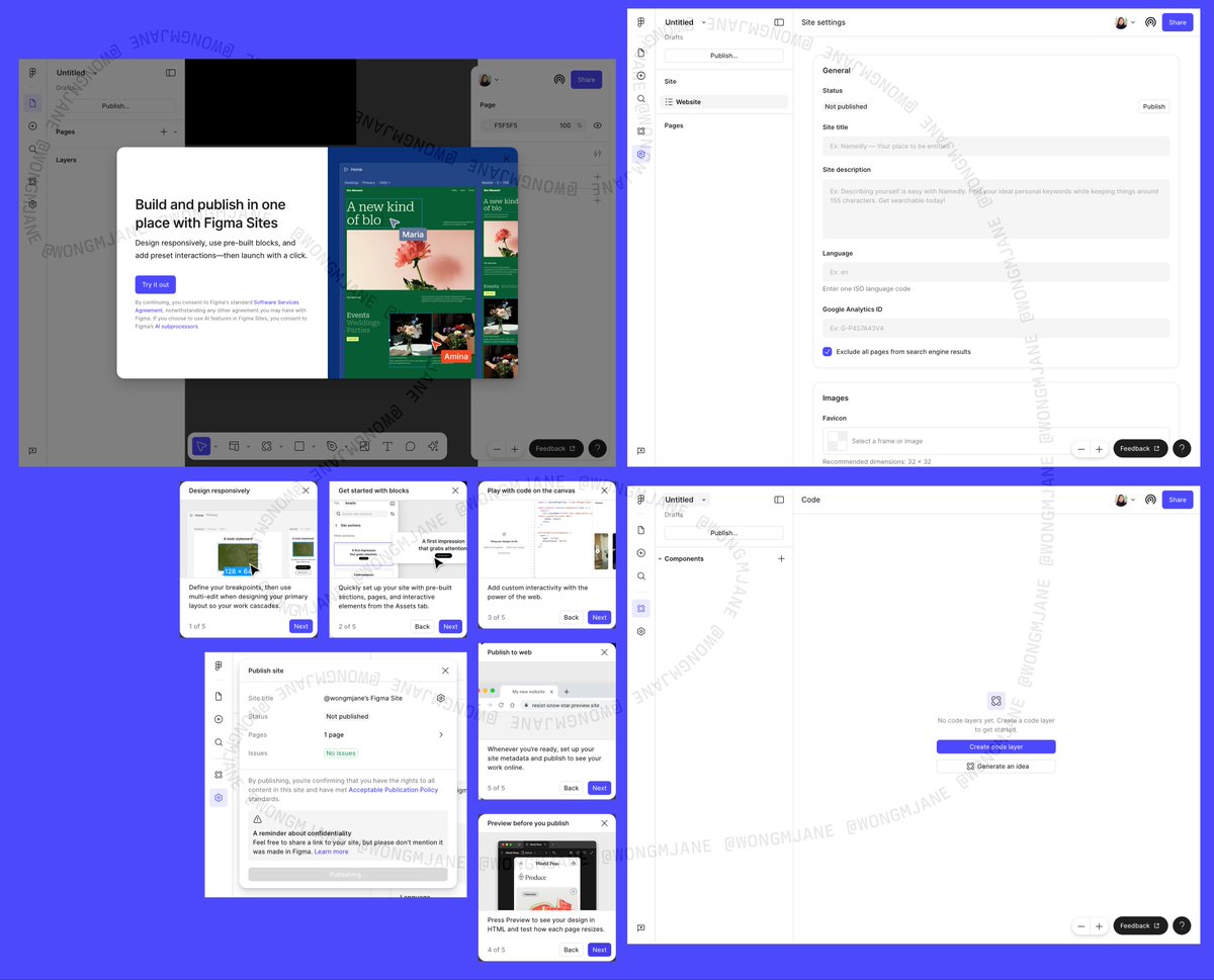 Figma is working on Figma Sites “Design responsively, use pre-built... - Jane Manchun Wong