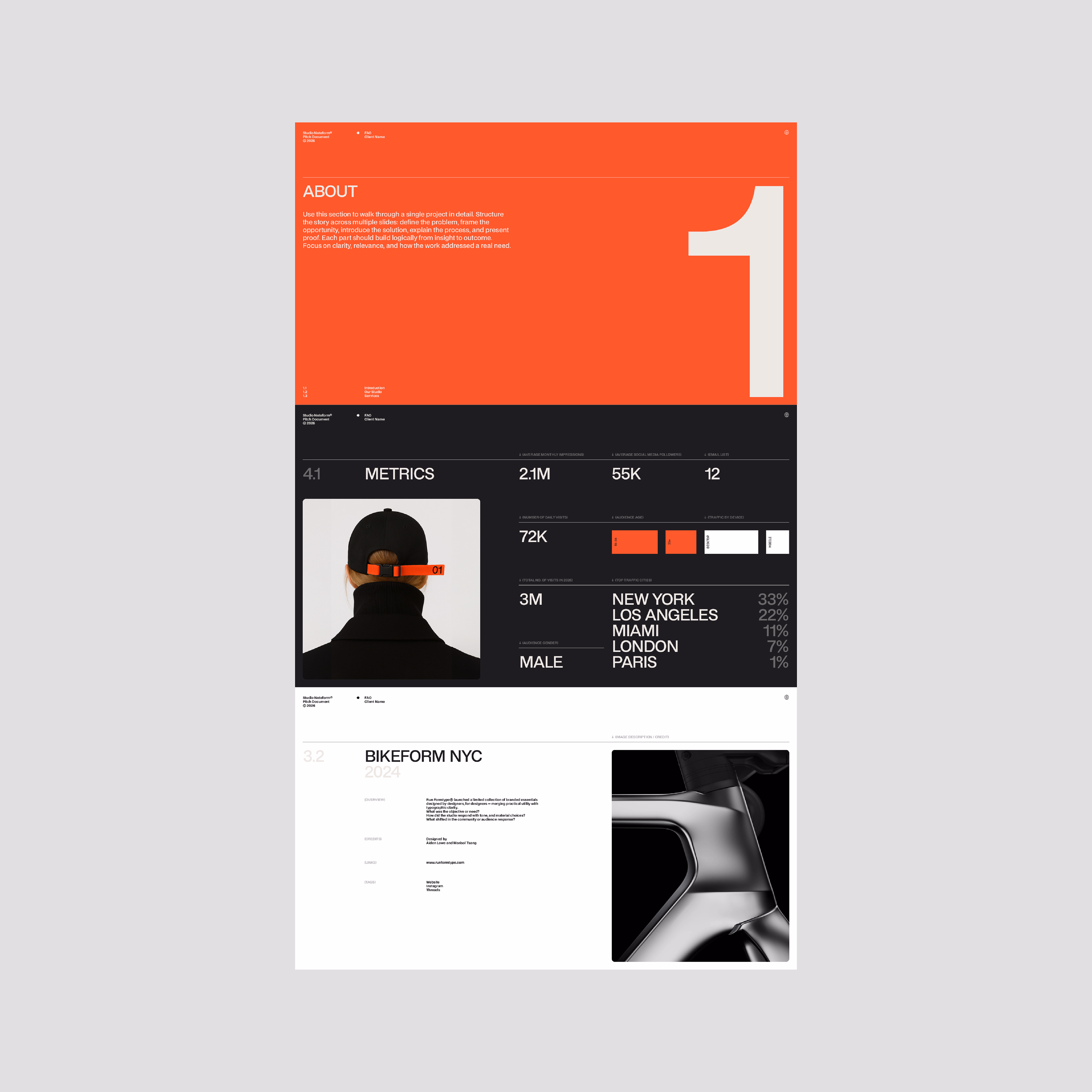 Studio Noteform’s pitch deck template brings editorial structure to... - The Brand Identity