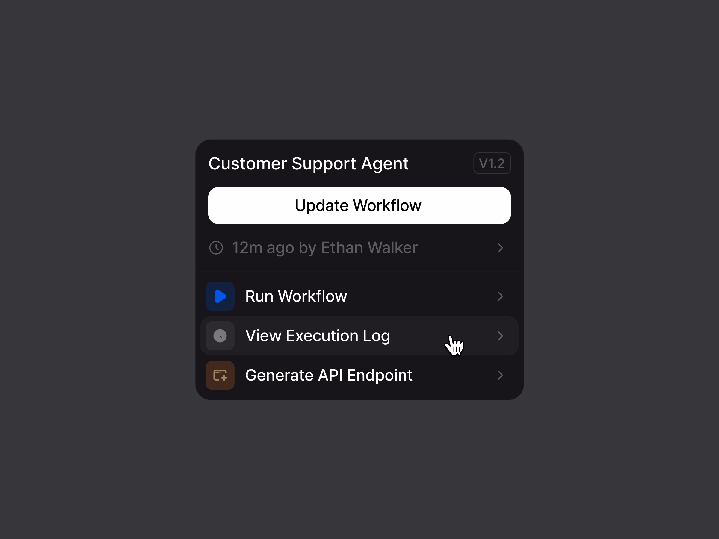 Workflow Action Panel - Kevin