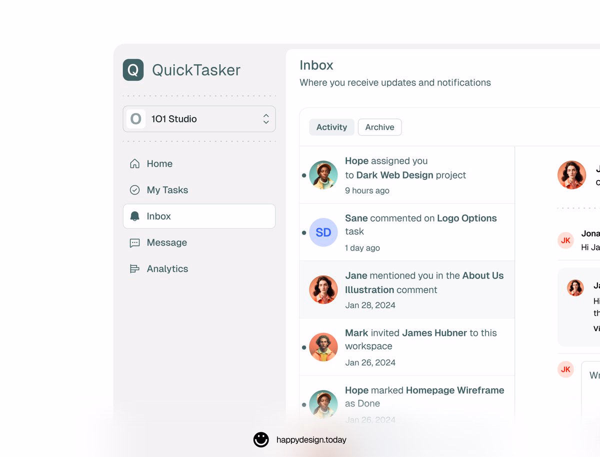 Designing UI that feels calm and organized, even when your inbox is... - Jan · HappyDesign
