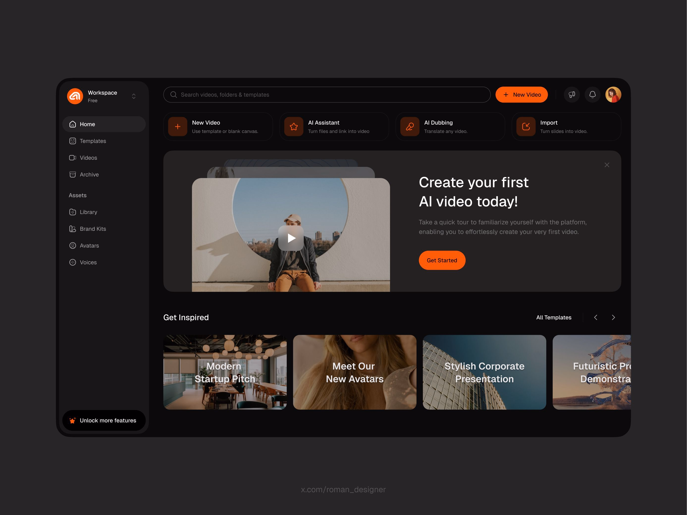 Video-making app dark mode. - Roman
