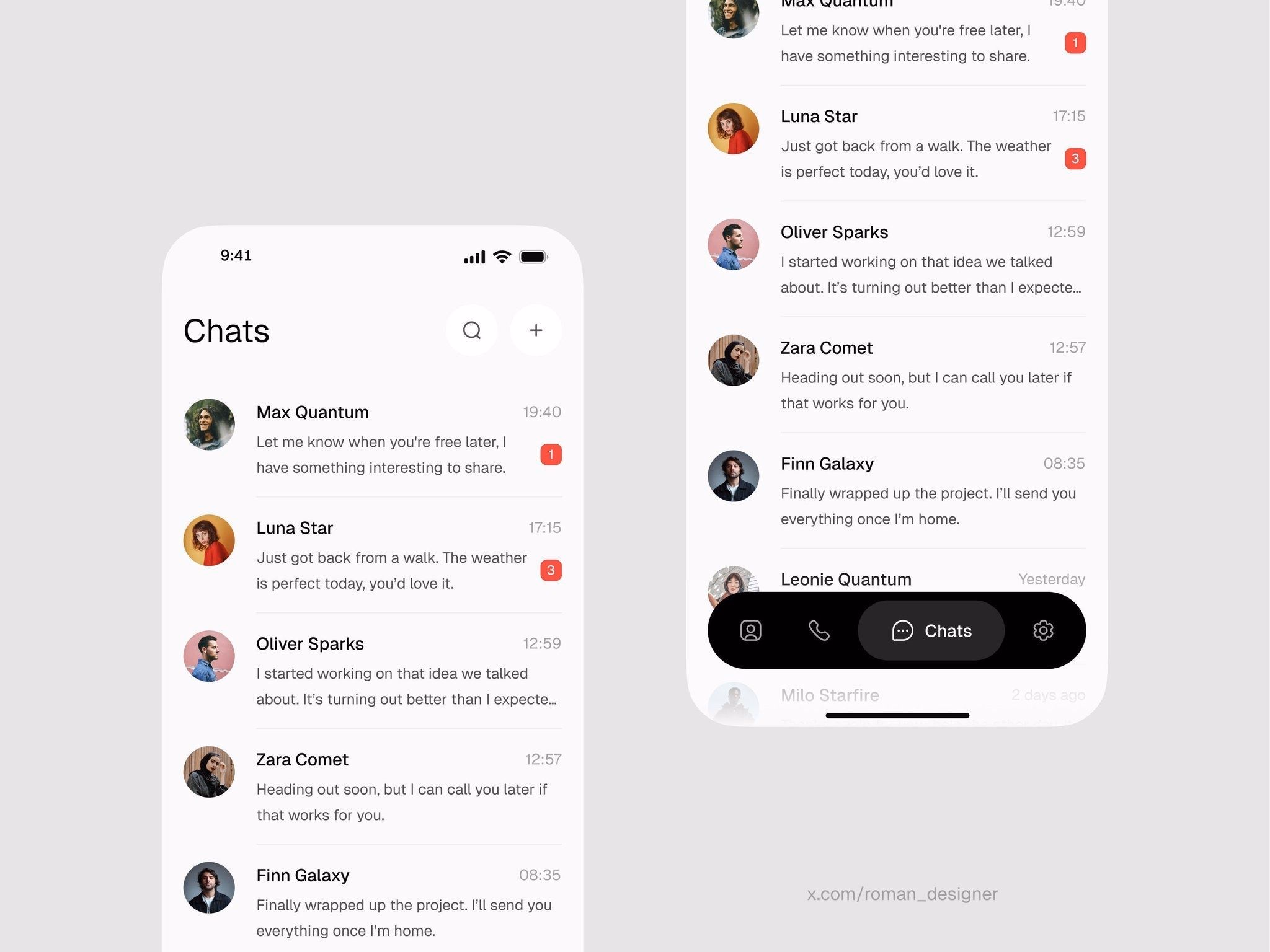 Chat App shots from this week. - Roman