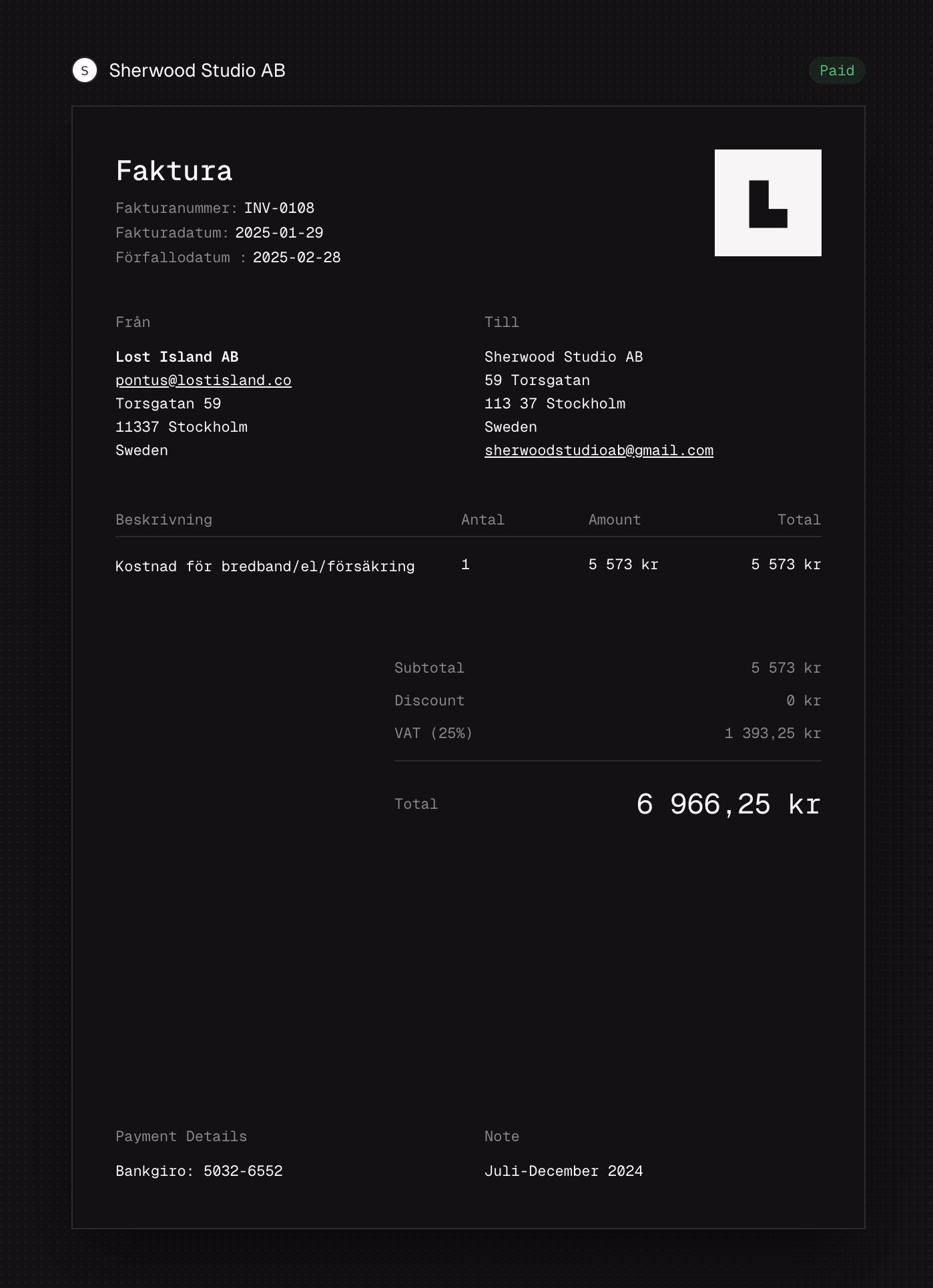 Web invoice in Midday goes hard using Geist Mono. - Pontus Abrahamsson — oss/acc