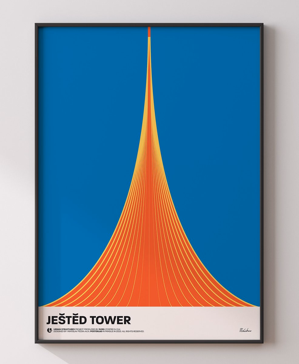 The Ještěd Tower. A television transmitter and also a hotel on top... - posterlad