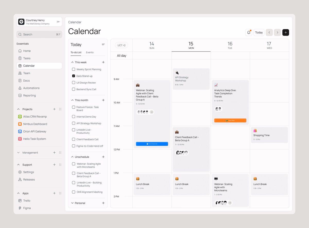 Task management calendar dashboard - Tanjim | Design Partner