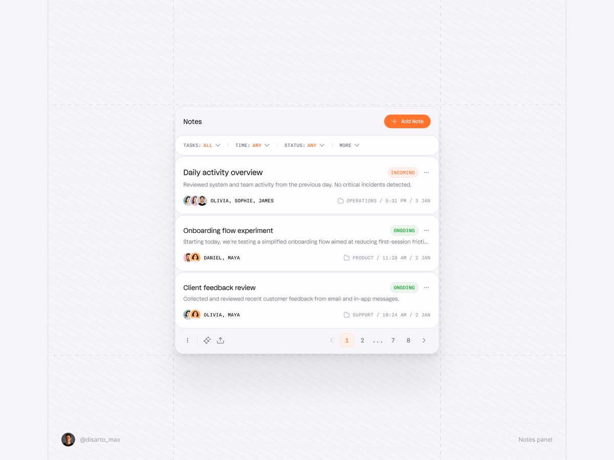 Notes panel [UI element] - Maxim Kuznetsov