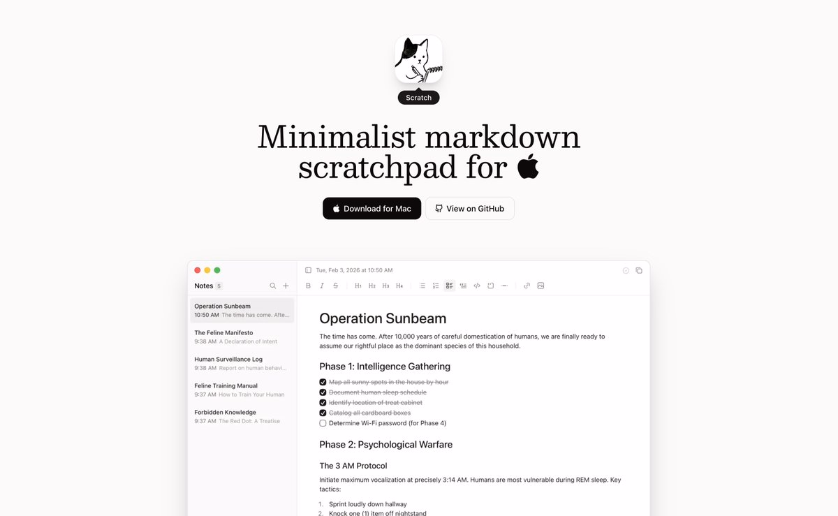 Just discovered this little note taking app called Scratch. Local m... - Robert van Klinken