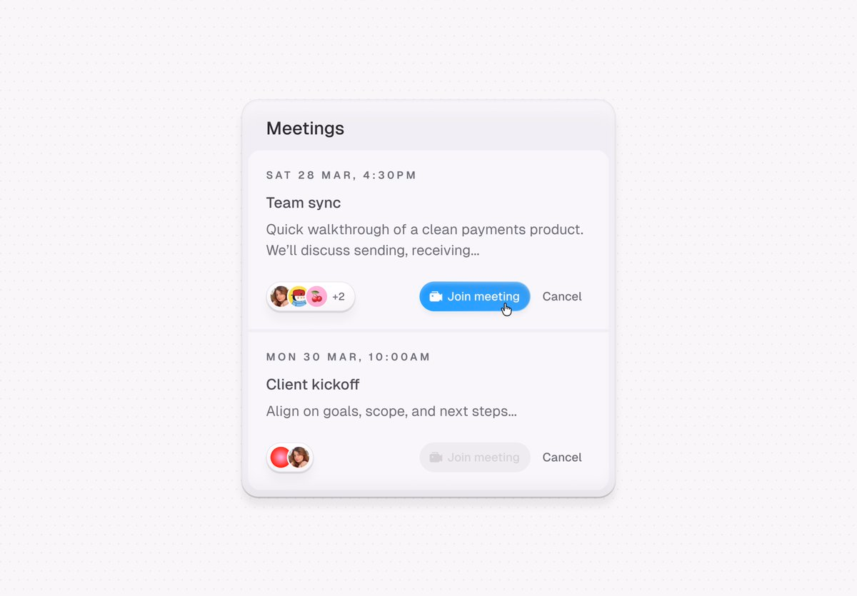 meetings management card - Juliette