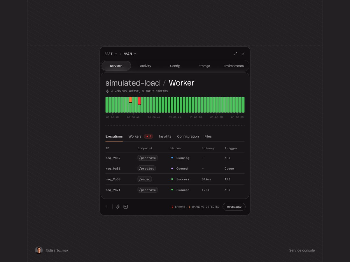 Service console (dark mode) - Maxim Kuznetsov