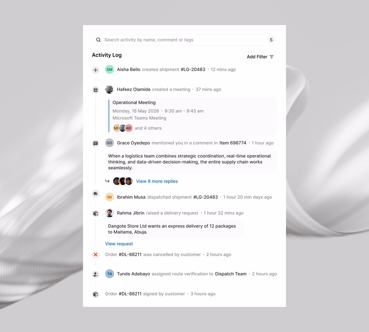 Activity log - ørllar