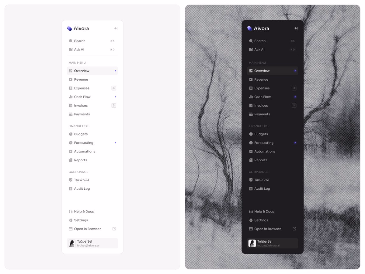 Sidebar navigation, two themes. - Tuğba Sel