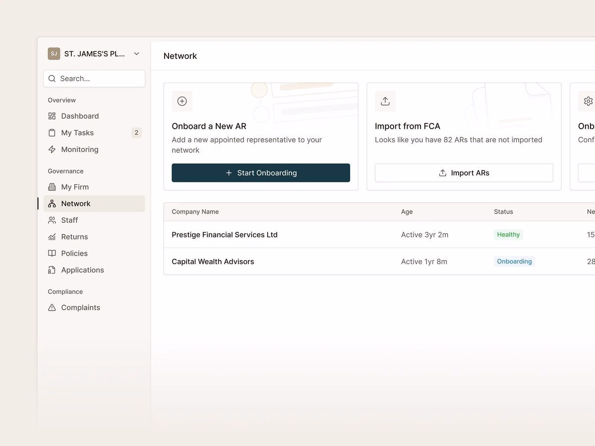 Company network dashboard — @neverbeforeco - Jeremy Blaze