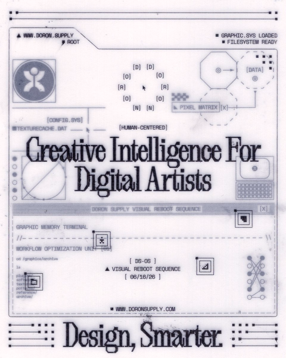 A monochrome poster system blends retro interface graphics with ove... - doron - UI design by @doronstudio on X