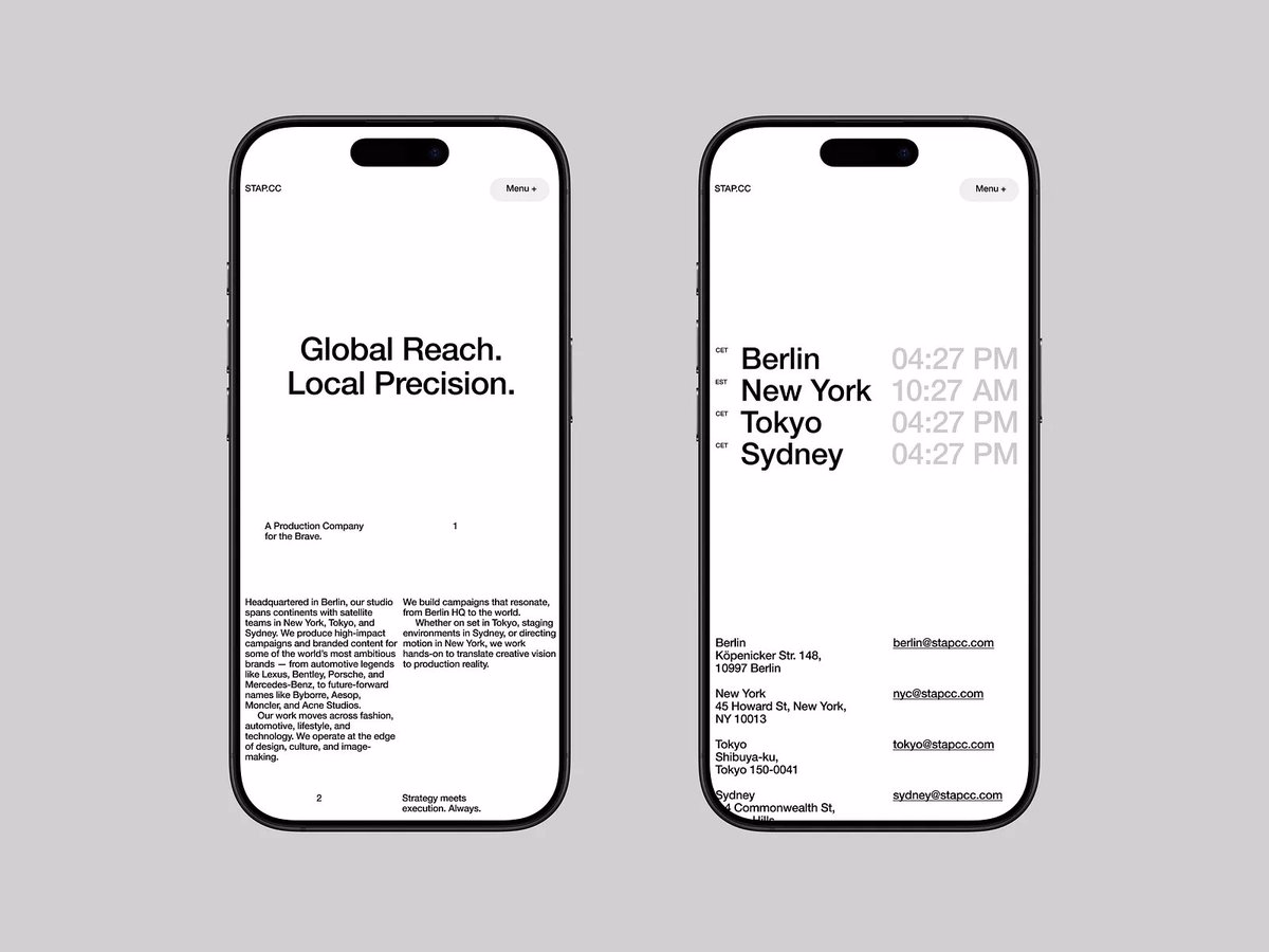 A minimal mobile website concept pairs bold typography with sparse... - Hrvoje Grubisic - UI design by @iHrvoje on X