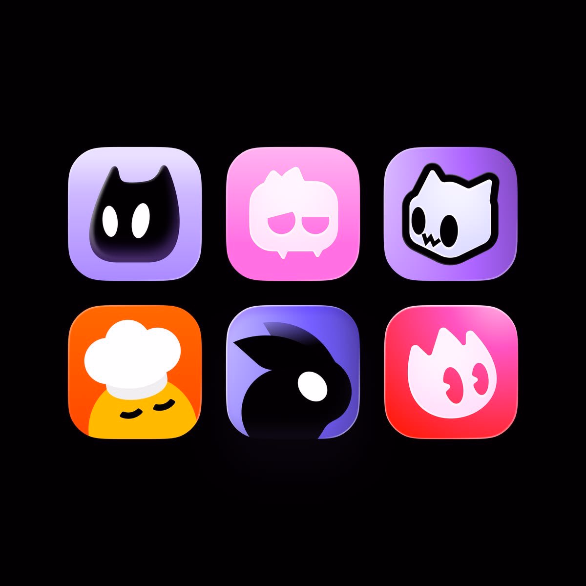 A playful set of rounded app icons with cute character faces and br... - Katya N.