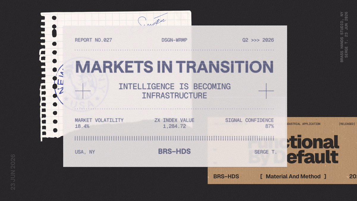 A bold typographic brand presentation with layered paper mockups an... - Serge