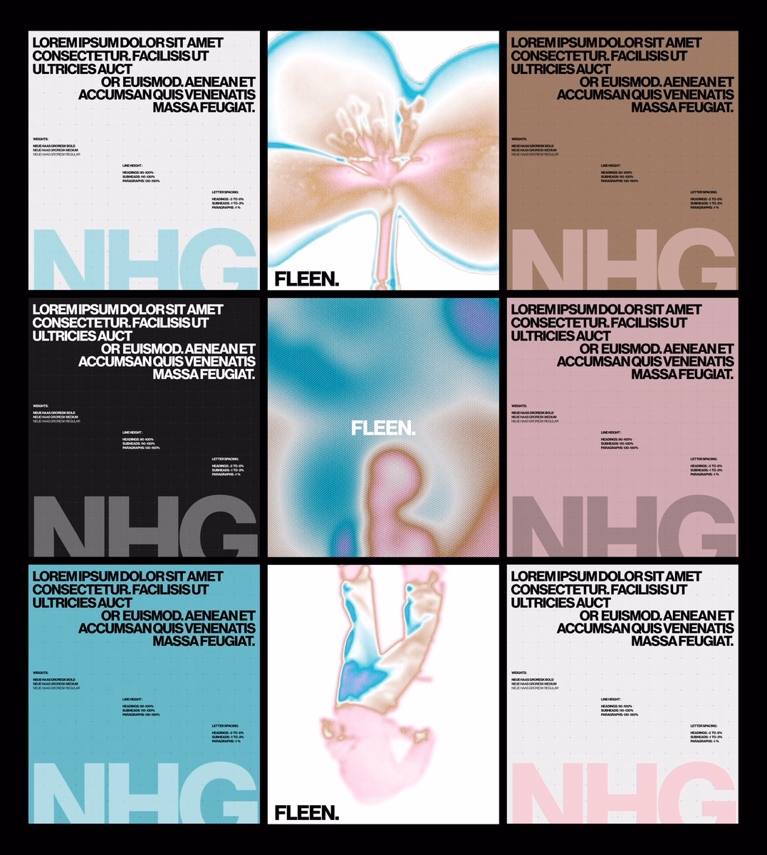 A bold poster series mixing heavy typography with soft abstract col... - Tony