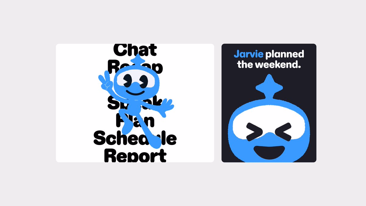 Playful Jarvie brand campaign graphics with bold type, cartoon masc... - Shane Levine