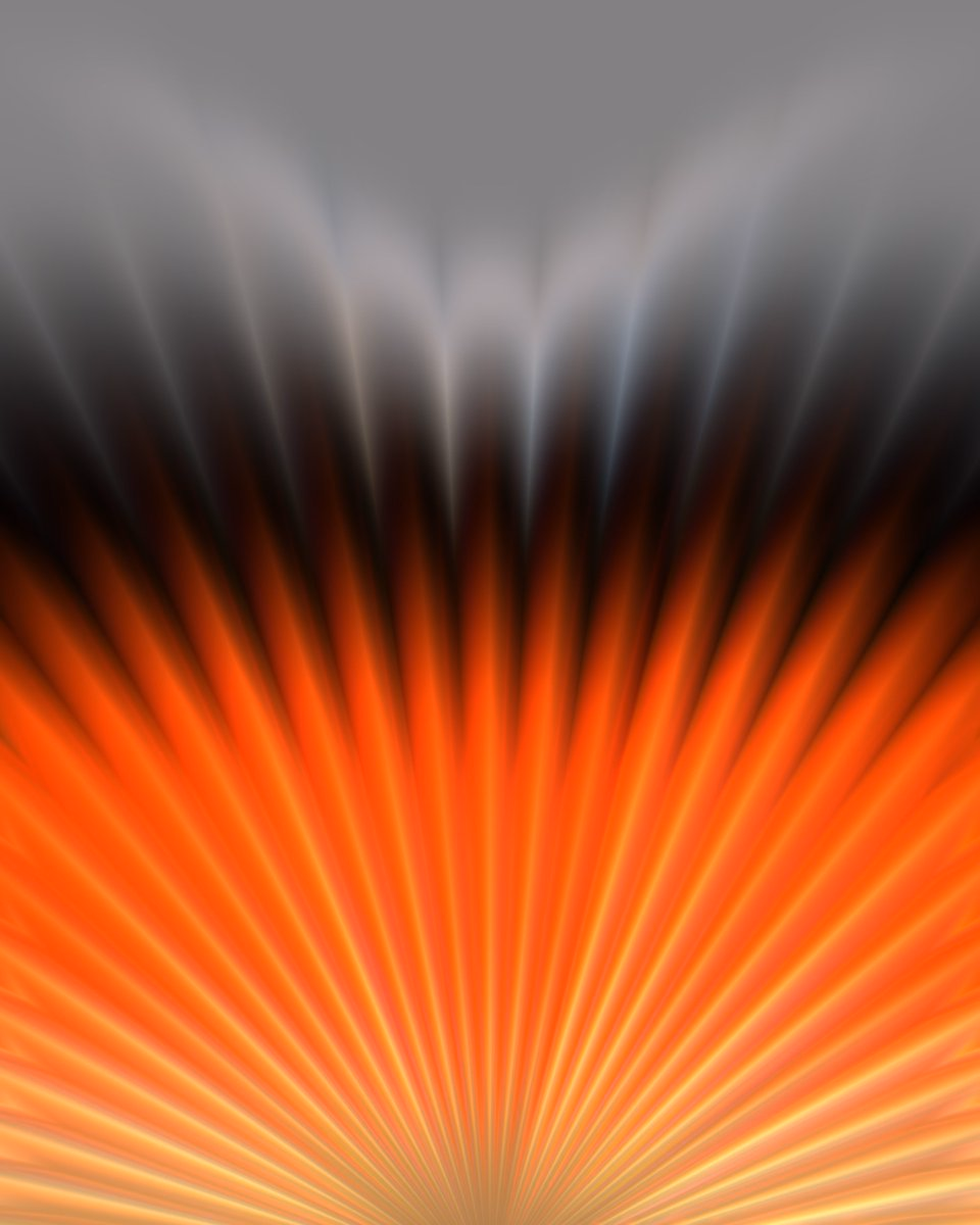 Abstract radial light forms fade from bright orange into soft gray... - Jorge