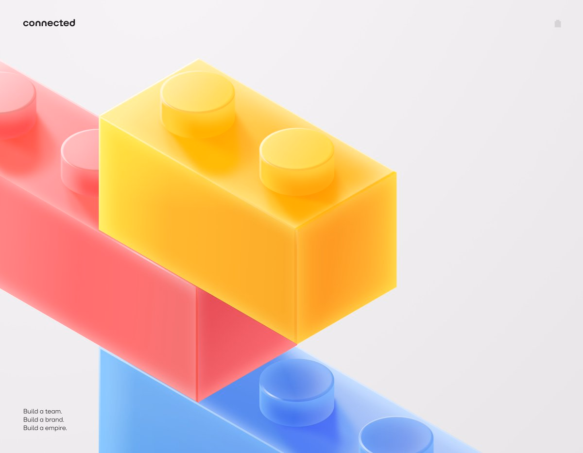 A LEGO-inspired composition with floating pieces and a simple brand... - Camden
