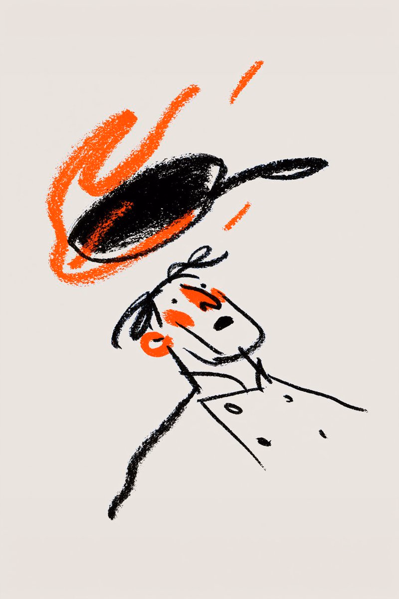 A set of expressive loose-line illustrations featuring bold black l... - Olga Volosin