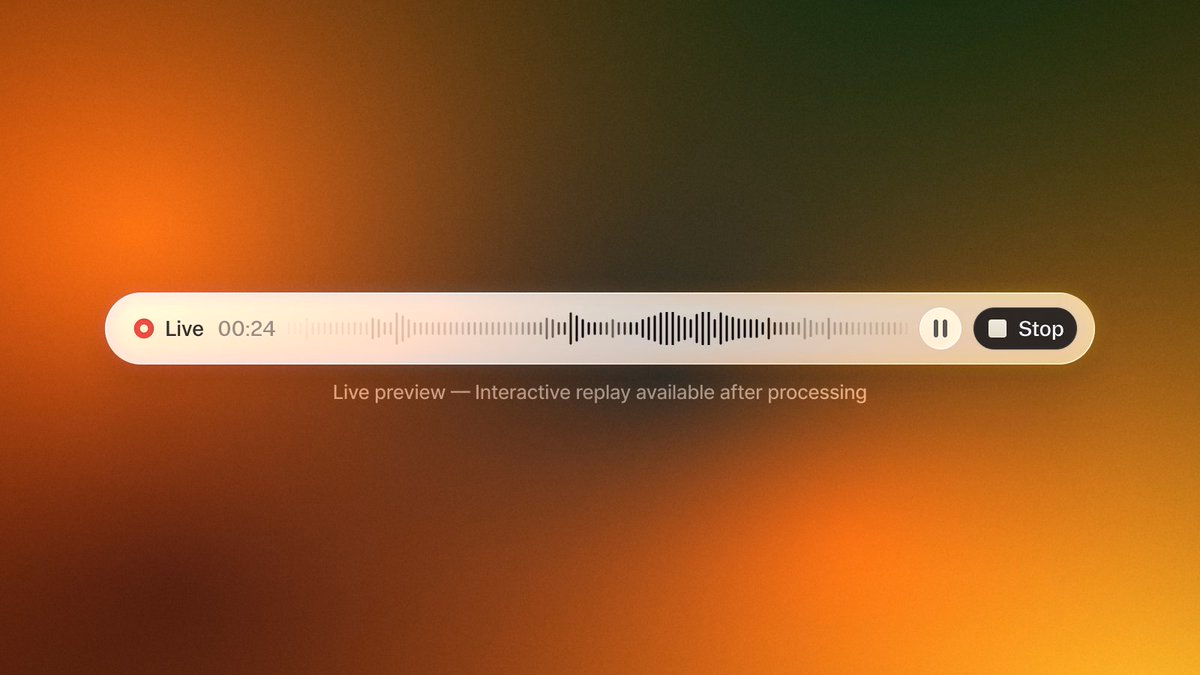 A clean audio recording component featuring a live waveform visuali... - Antoine Plu