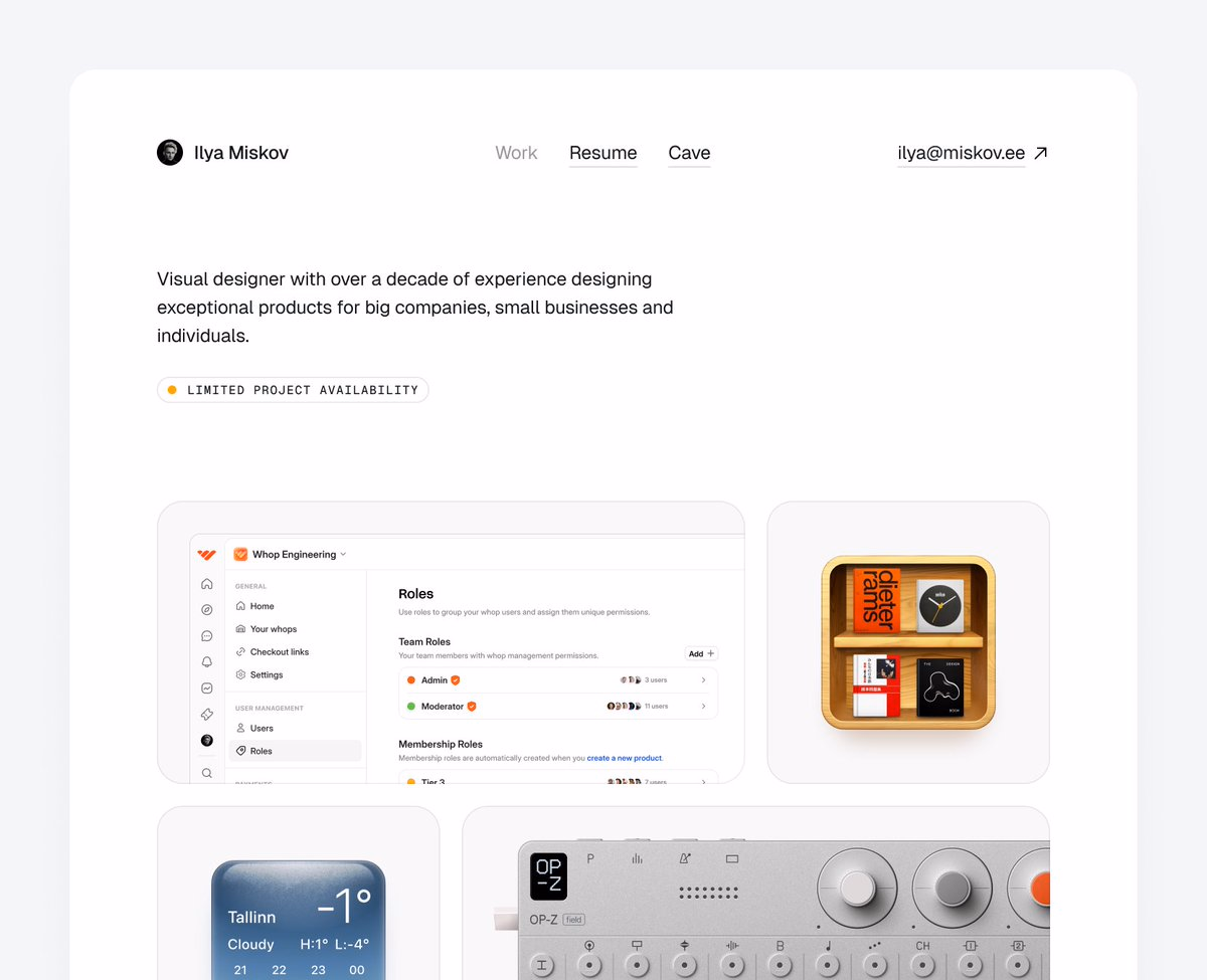 Made some revisions to my previous portfolio design during the week... - Ilya Miskov