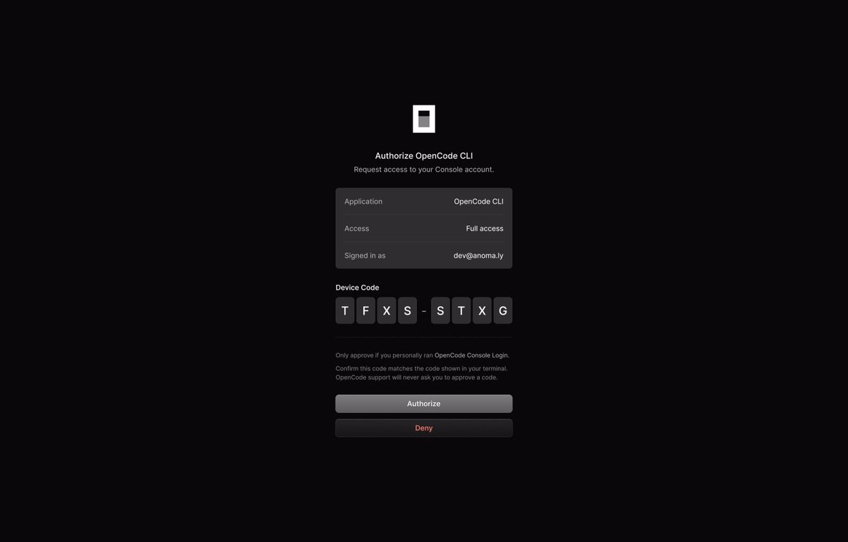 A set of dark mode authentication screens for OpenCode Console cove... - Ludvig Rask