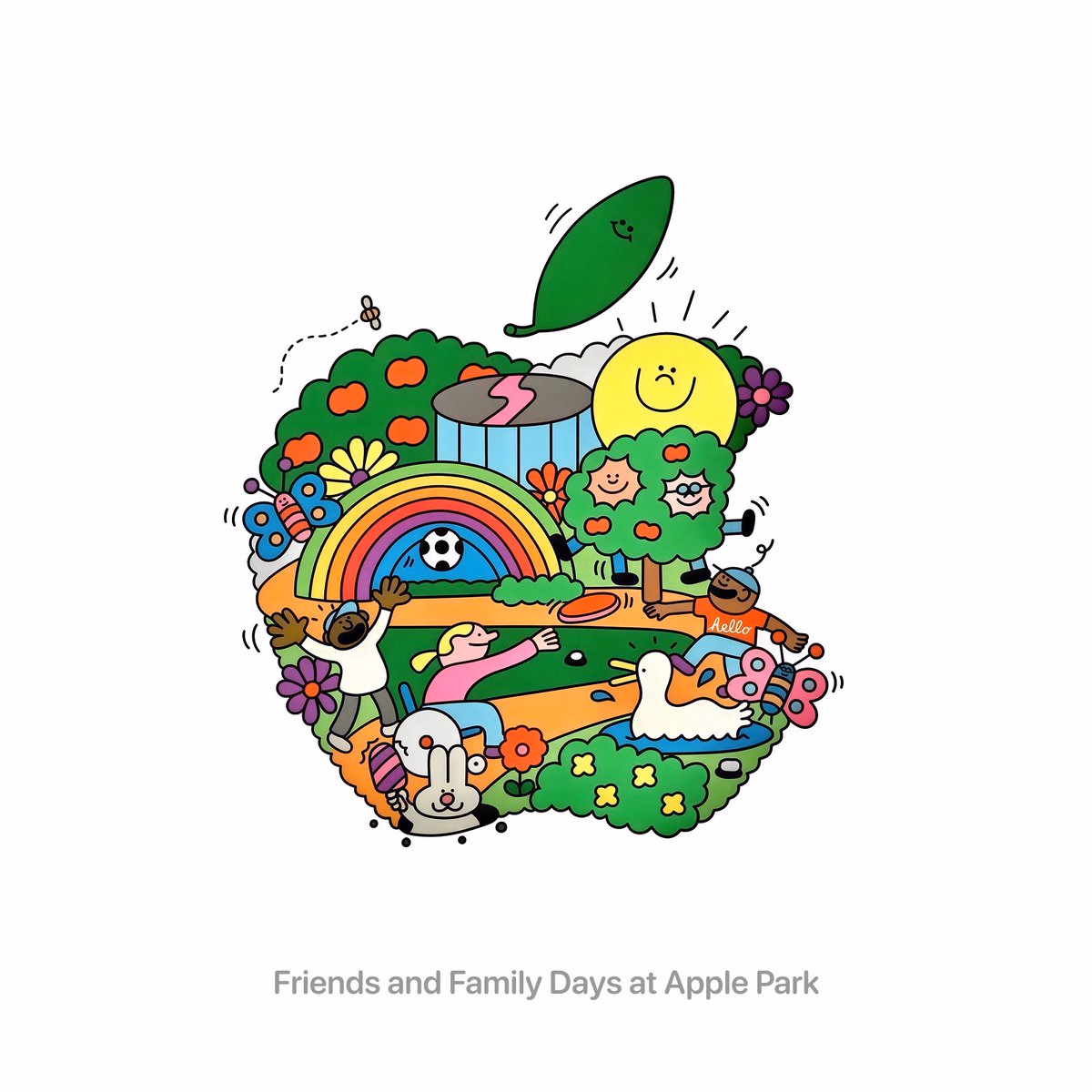 A series of vibrant illustrated Apple logo doodles created for Appl... - Apple