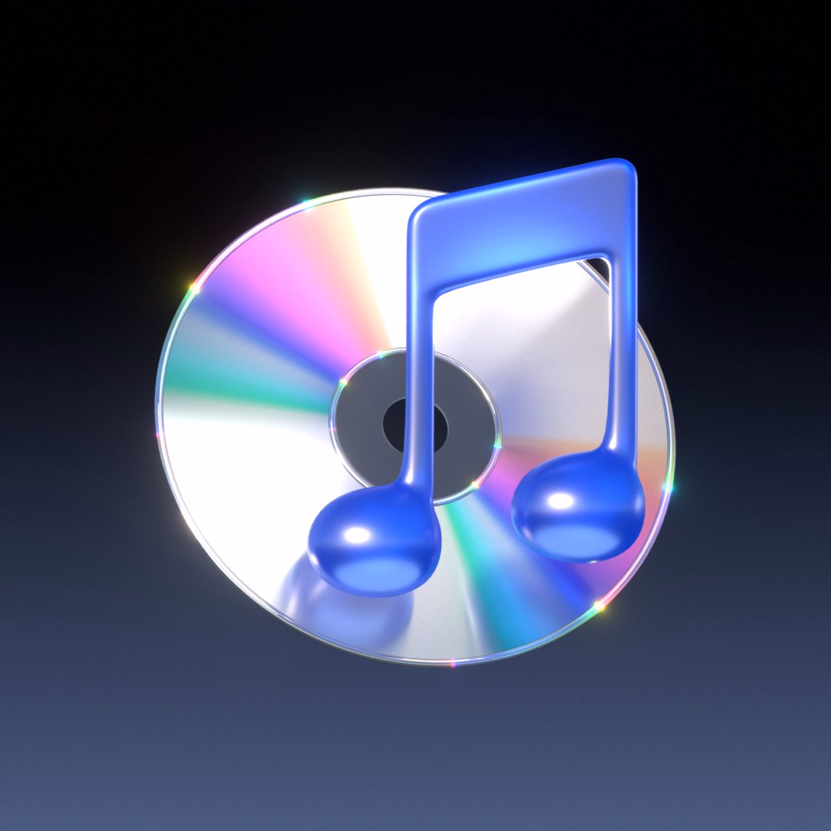 A 3D reimagining of the iTunes icon with a glossy blue music note a... - prekesh