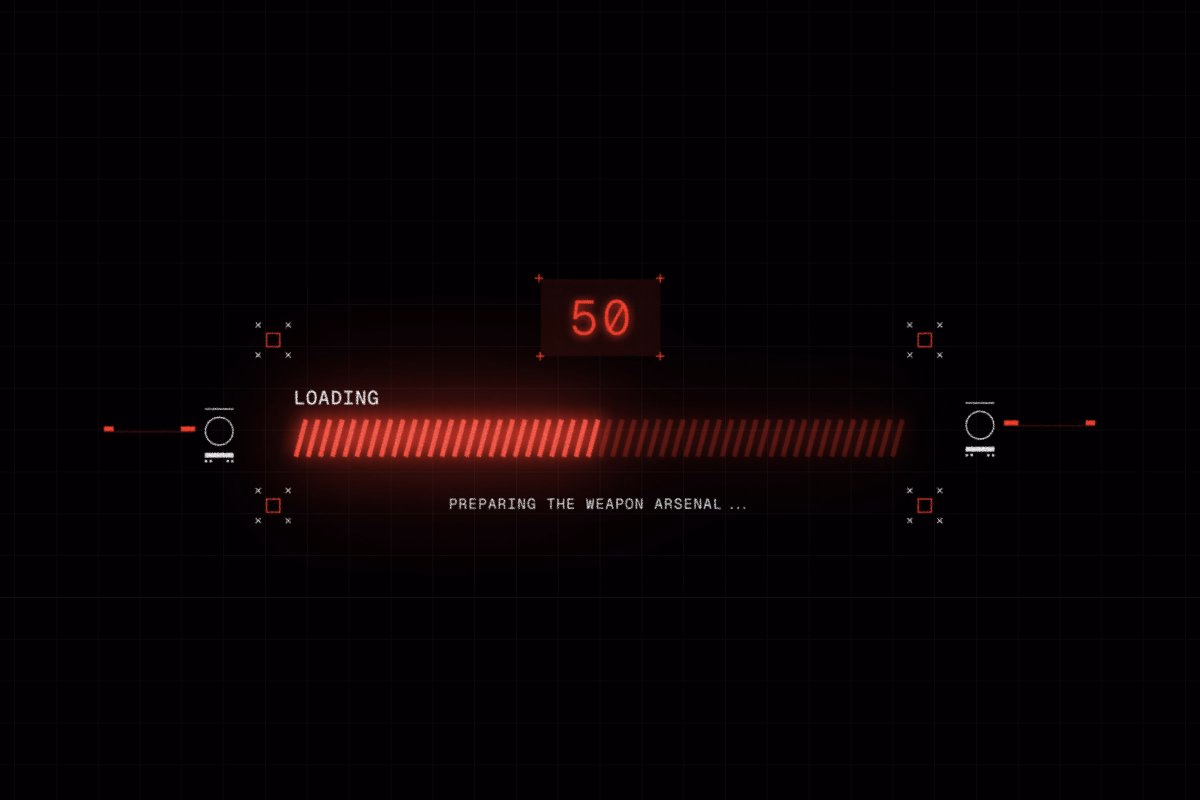 A sci-fi HUD-style loading screen component with a red neon progres... - Steve Lauda