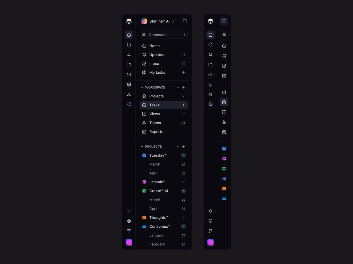 Sidebar. - Startup Visuals - UI design by @startupvisuals on X