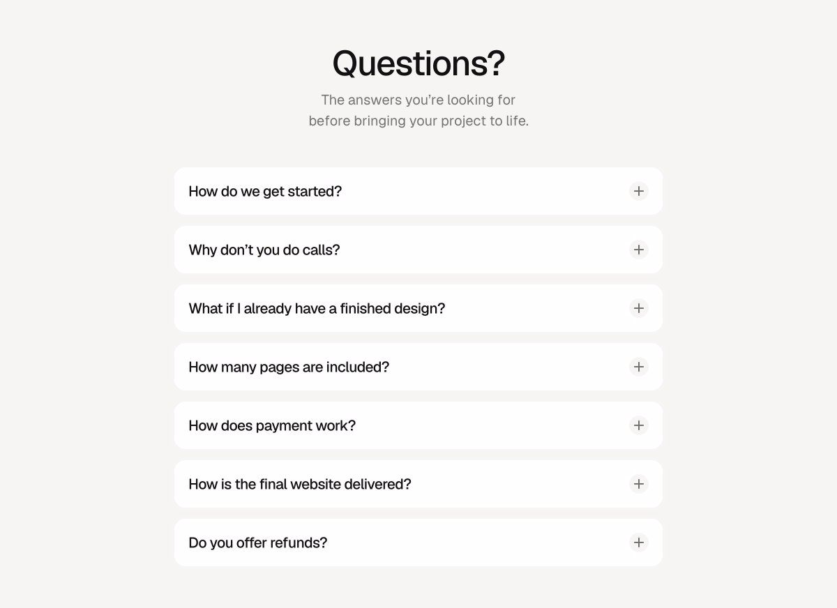 Personal site is almost done, simple FAQ section - Matt
