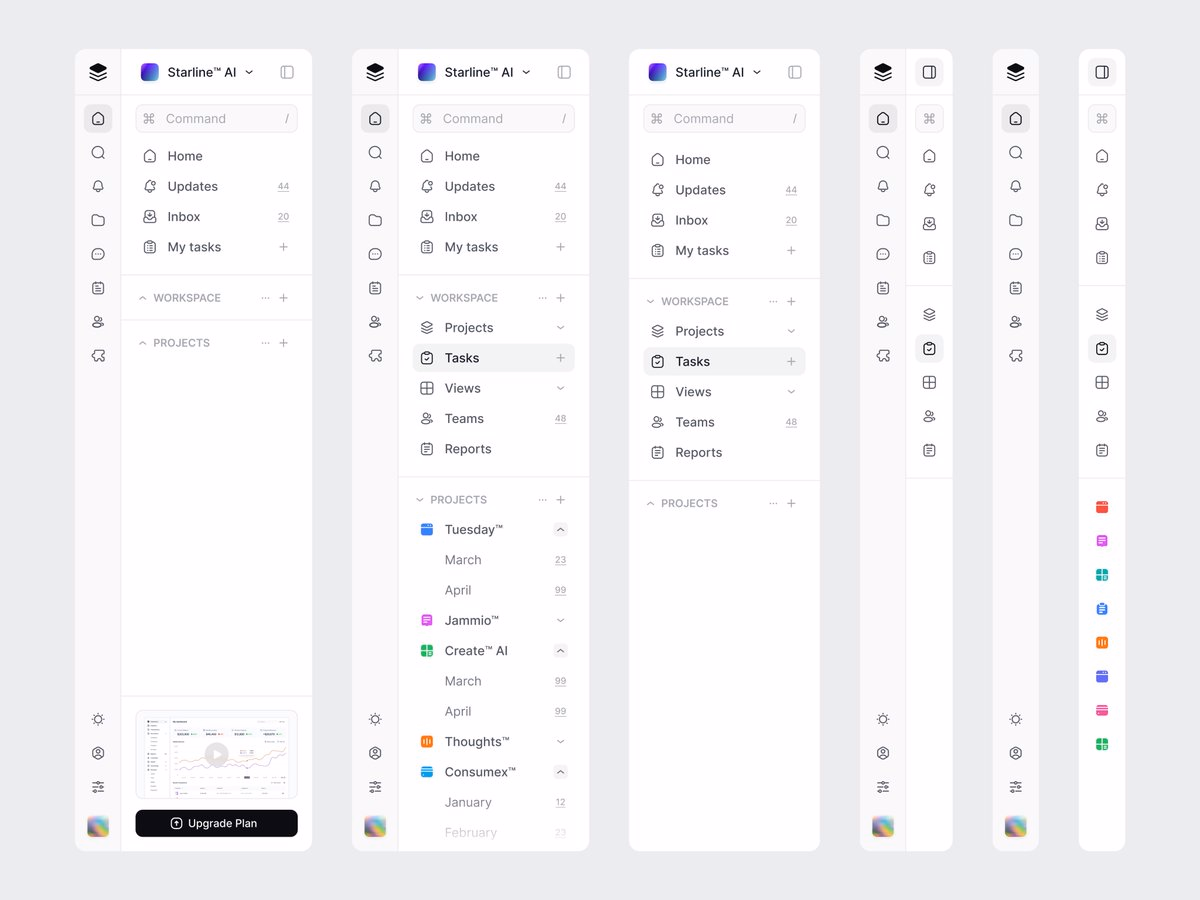 Sidebar Design. - Startup Visuals - UI design by @startupvisuals on X