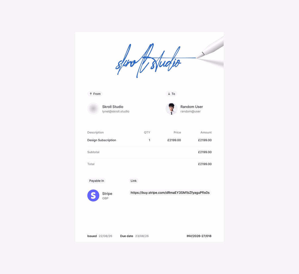 This is the legendary invoice you get when you work with me. Get yo... - Lynel